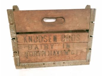 Knudsen Bros Dairy Milk Wooden Crate From North Haven