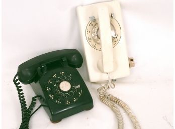 Pair Of Rotary Phones, Black 500 And White Wall Mount