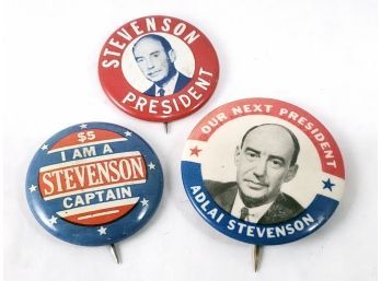 Lot Of 3 Stevenson For President Political Pins
