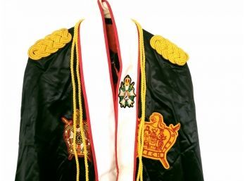 Masonic Demolay Freemasonr Robe With Rare M.I.T. Patch, Stole, Books, Coffee Mufmg And Flag Collection