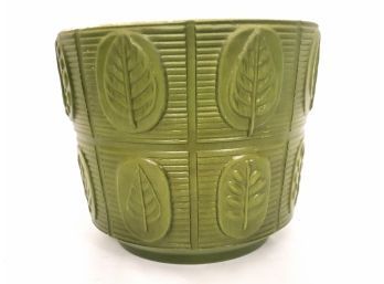 Vintage Haeger Green Ceramic Planter With Leaves
