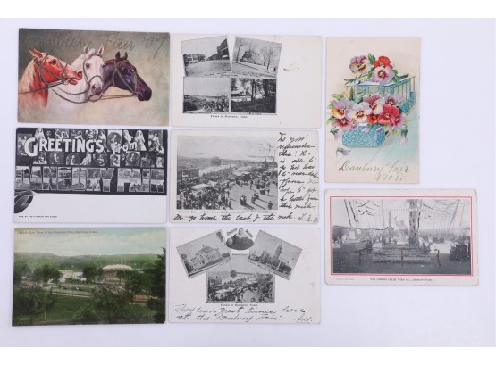 8 Early 1900's Danbury CT Fair Postcards - General