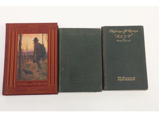 3 Travel Books - 1920 Australia & NZ 1920 Highways & Byways Dorsed, Kent