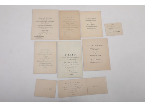 Grouping Late 1800's Early 1900's Wedding Invitations