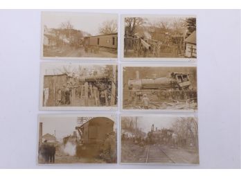 6 Early 1900's Simsbury Conn. Train Wreck RPPC's