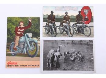 3 Motorcycle Related Postcards