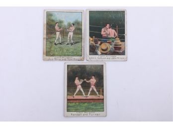 3 Early 1900's MESSA Cigarettes Tobacco Cards - Fight 'Pair-Ups'