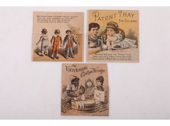 3 Fold Out Victorian Trade Cards - Household Products
