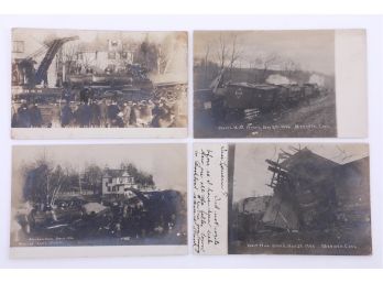 4 1906 RPPC's Holts Hill Meriden Conn. Train Wreck