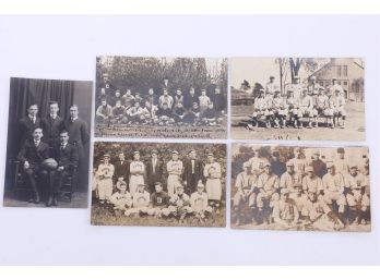 5 Early 1900's RPPC's Connecticut School Athletic Sports Teams