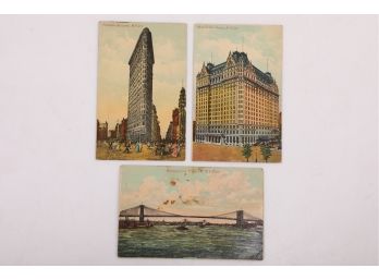 3 Early 1900's Adelberg & Berman Postcards Of New York City
