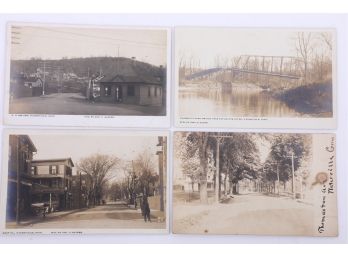 4 Early 1900's RPPC's Waterville CT Sreet Views
