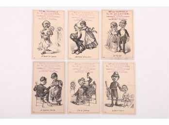 6 Victorian Trade Cards - 'Buy Your Valentines L.B. Warner ....'