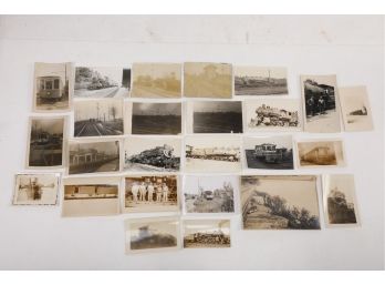 Grouping Early 1900's Railroad & Trolly Pictures