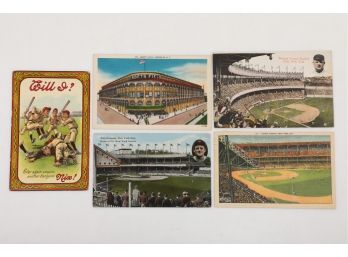5 NY Baseball Related Postcards
