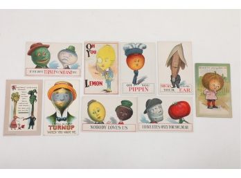 9 Early 1900's Fruit/Veg Postcards