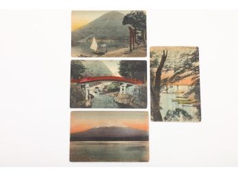 4 Early 1900's Japanese Rice Paper Postcards