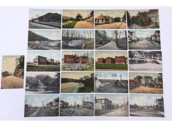 21 Early 1900's Color Postcards Waterville CT Street Views
