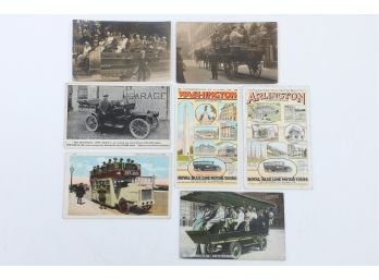 7 Early 1900 Auto Touring Vehicle Related Postcards