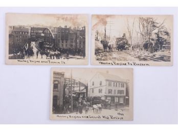 3 Early 1900's Postcards - Moving Train Engine Preston To Norwich Conn.