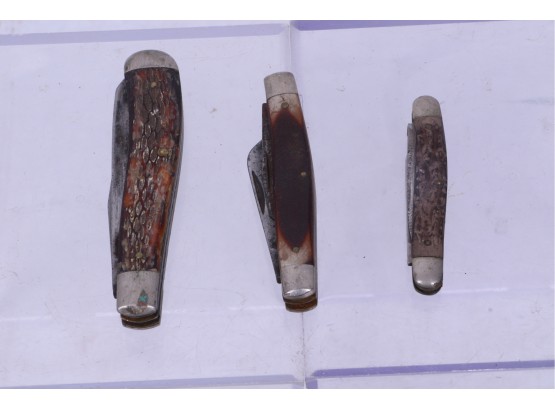 Group Of 3 Schrade Vintage Pocket Knifes