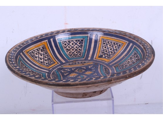 Large Antique Islamic Hand Painted Pottery Bowl