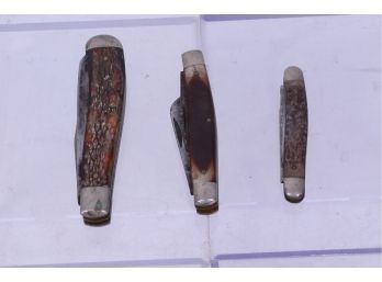 Group Of 3 Schrade Vintage Pocket Knifes