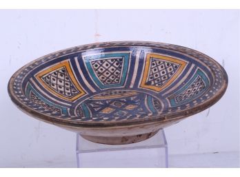 Large Antique Islamic Hand Painted Pottery Bowl