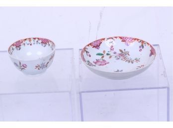 Antique 18th/19th Century Hand Pained Chinese Export Cup And Saucer