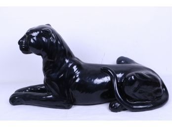 Very Large Ceramic Mid Century Black Panther Statue