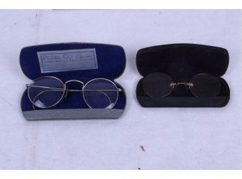2 Pairs Of Antique Glasses With Cases