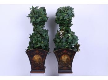2 Decorative Tin Flower Pots