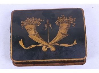 Antique French Tin Metal Card Holder Box Made In France