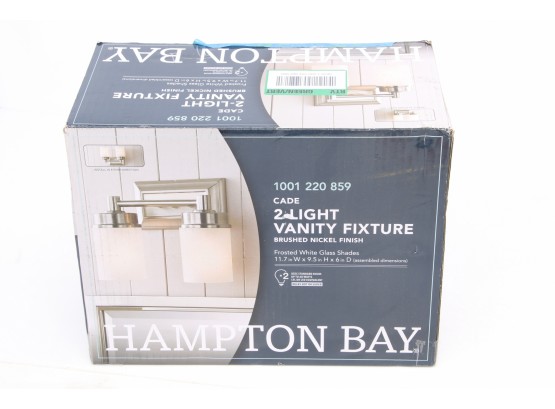 Hampton Bay Cade 2-Light Brushed Nickel Vanity Light Frosted White Glass Shades