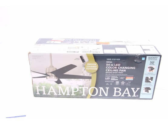 Hampton Bay Mena 54' Indoor/Outdoor Brushed Nickel Ceiling Fan W/ Light-Remote