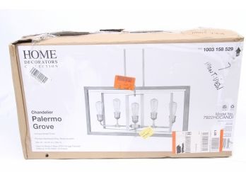 Palermo Grove 5-Light Antique Nickel Chandelier Weathered Gray Wood Accents
