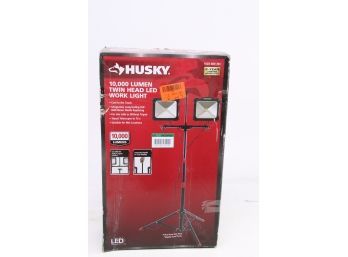 Husky 10,000-Lumen Twin-Head Tripod Super Bright LED Work Light Two Worklights