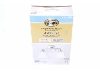 Ashhurst 2-Light Brushed Nickel Vanity Light With Frosted Glass Shades