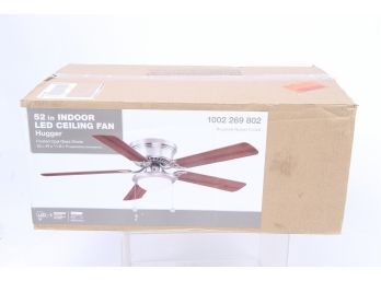 Hugger 52 In. LED Indoor Brushed Nickel Walnut Brown Ceiling Fan W/ Light Kit