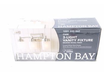 Hampton Bay Cade 3-Light Brushed Nickel Vanity Light With Frosted Glass Shades