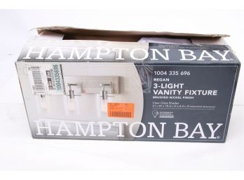 Hampton Bay Regan 3-Light Brushed Nickel Vanity Light With Clear Glass Shades