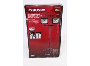 Husky 10,000-Lumen Twin-Head Tripod Super Bright LED Work Light Two Worklights