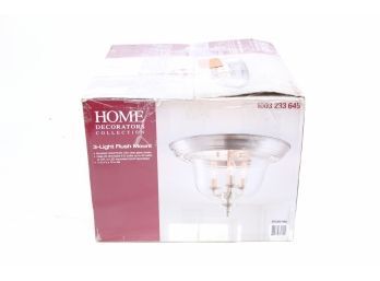 Home Decorators 15 In. 3-Light Brushed Nickel Flush Mount With Clear Glass Shade