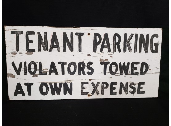 Vintage Hand Painted Wood Parking Sign