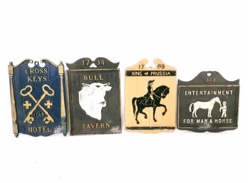Group Of 4 Small Metal Tavern Sign Plaques