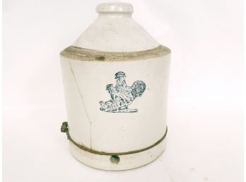 Antique Ceramic Chicken Waterer With Farm Done Repair