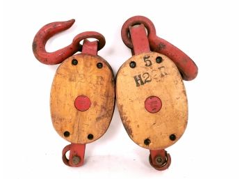 Pair Of Bock And Tackle Pulleys