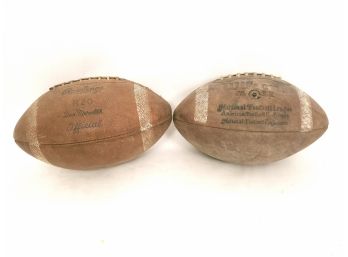 Pair Of Vintage 1960s Footballs,  UCONN And Rawling Don Meredith Gyro Metric