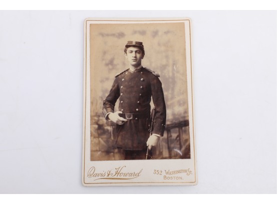 Indian War Period Album Cabinet Card Portrait Of Massachusetts National Guard Soldier