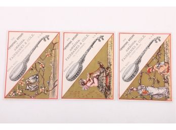 3 Banjo Victorian Trade Cards